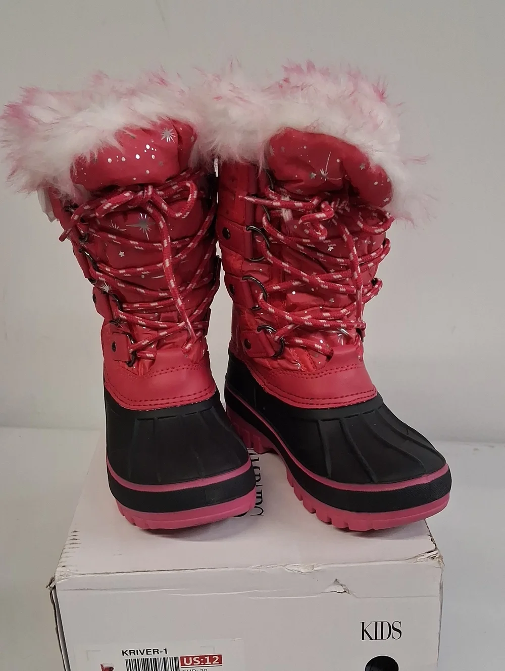 NWT Girls' Dream Pairs Fuchsia Pink Winter Snow Boots with Faux Fur Trim